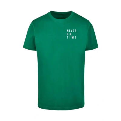 Afbeelding van Merchcode Never ON TIME Tshirt print, Maat: Large, Forest green