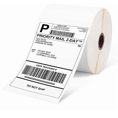 Afbeelding van Phomemo Thermische Direct Shipping etiketten, 10,16 x 15,24 cm, zelfklevend, thermisch verzendlabelpapier, geschikt voor expresbedrijven, compatibel met desktoplabelprinters, roletiketten (500)