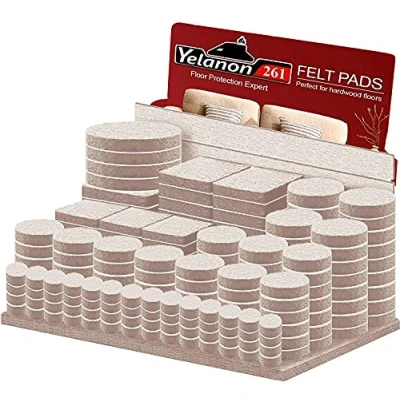 Afbeelding van Yelanon vilten meubelkussens, 261 stuks, zelfklevend, stoelkussens, anti kras vloerbeschermers voor meubelpoten, stoelpoten, meubelvilten pads hardhouten vloeren, beige