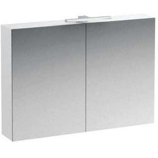 Afbeelding van Laufen base spiegelkast met 2 deuren led verlichting 100x70x18cm glanswit h4028521102611