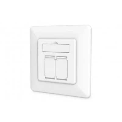Afbeelding van DIGITUS Aansluitdoos Cat 6A 2 poort RJ45 inbouw netwerkcontactdoos 28mm inbouwdiepte ontwerpbaar zuiver wit