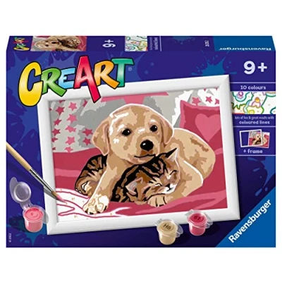 Afbeelding van Ravensburger CreArt Serie E, Schilderen op nummer, schilderset voor kinderen, thema dieren, inclusief lijst, leerspel, cadeau idee kinderen van 9 jaar, 22 x 16 cm
