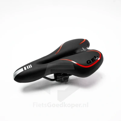 Afbeelding van Voltano Gel Fietszadel Met Uitsparing Zwart / Rood