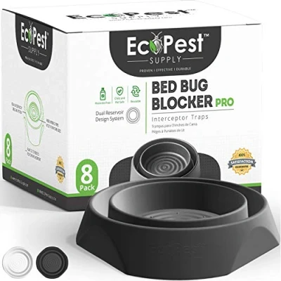 Afbeelding van Bedwantsen Vangers Set van 8 Vanger (Pro) Onderschepper Vallen (Zwart) Insectenval, Monitor, en Detector voor Bed Poten