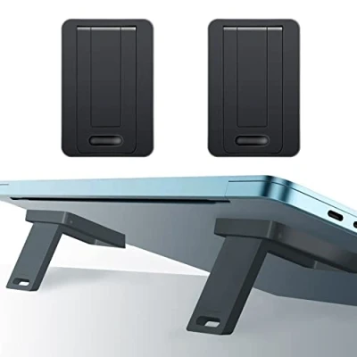 Afbeelding van OYE Opvouwbare laptopstandaard, 2 draagbare mini onzichtbare koeling, kantoor, universeel, antislip, voor MacBook Pro Air, Surface tablets (zwart)