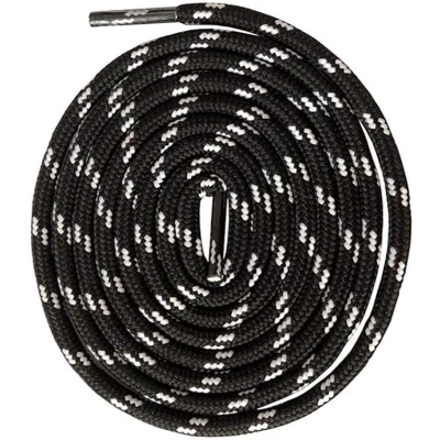 Afbeelding van Ronde premium veters voor werkschoenen, wandelschoenen en trekkingschoenen polyester ø 4,5 mm Zeer scheurvast Kleur: zwart met wit Lengte: 140 cm