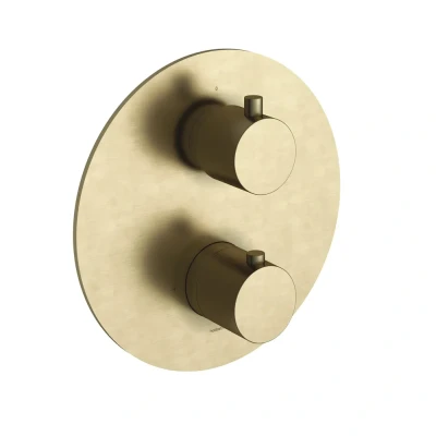 Afbeelding van HotBath Cobber Inbouw Thermostaat Afbouwdeel CB009EXT Geborsteld Messing