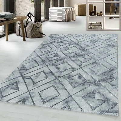 Afbeelding van Modern vloerkleed Marble Square Grijs/Zilver 140x200cm Adana Carpets