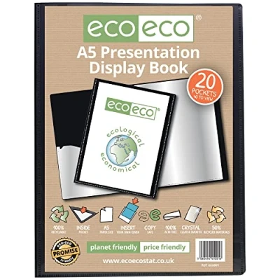 Afbeelding van eco A5 50% gerecycled 20 kleuren zwart pocket presentatieboek
