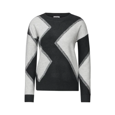 Afbeelding van CECIL Trui met patroon, Charcoal Grey Melange, XXL