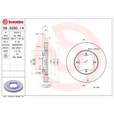 Afbeelding van Brembo Remschijf 09.5290.14