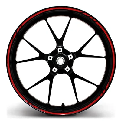 Afbeelding van Finest Folia GP design velgrandsticker, 16 delige complete set, geschikt voor 16, 17, 18 en 19 inch velgen, motorfiets, auto fiets, MR001 (rood)
