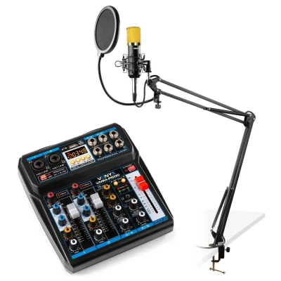 Afbeelding van Vonyx podcast starterset met mixer, CMS400B studiomicrofoon en