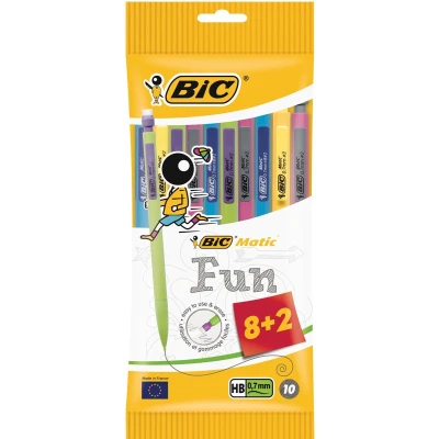 Afbeelding van Bic vulpotlood Matic 0,7 mm fun kleuren, ophangzakje met 8 + 2 gratis