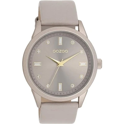 Afbeelding van OOZOO C11287 Horloge Timepieces aluminium leder taupe 40 mm