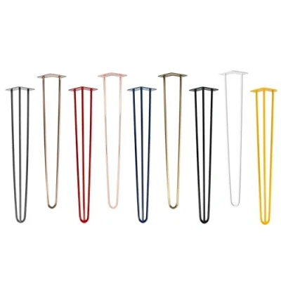 Afbeelding van Natural Goods Berlin 4X Hairpin Leg Tafel Poten Diverse Kleuren &amp; Maten Metalen Voor Doe Het Zelf Projecten zoals Eettafel Schrijftafel 71 cm Hoog 3 Streben Geel