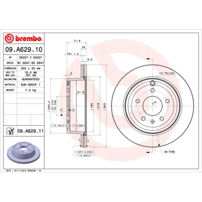 Afbeelding van Brembo Remschijf 09.A629.11