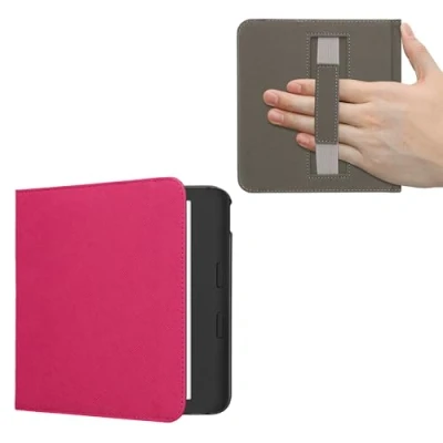 Afbeelding van kwmobile flip cover geschikt voor Kobo Libra Colour Case met magnetische sluiting en handvat Hoes e reader in neon roze design