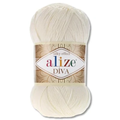 Afbeelding van Frida&#039;s Wollhaus Alize 100 g Diva wol breien haken microvezel 64 kleuren (62 lichtcrème)