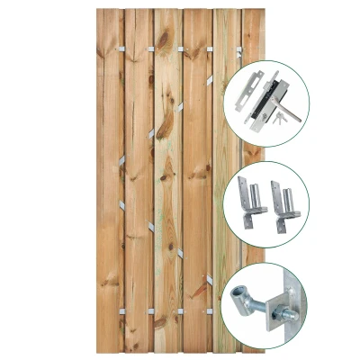 Afbeelding van Tuindeur Privacy Grenen Geïmpregneerd 100x195 cm Incl. Rvs Inbouwslotset