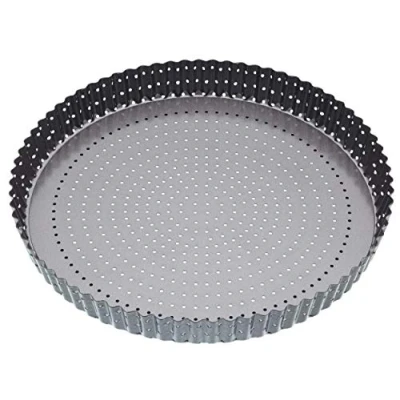 Afbeelding van Master Class Crusty Bake Quiche bakvorm, 30 cm, geribbeld, anti aanbaklaag, rond, grijs, blik