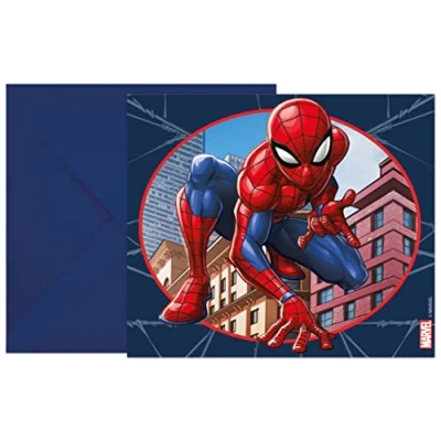 Afbeelding van Spiderman uitnodigingen Crime Fighter 6 stuks