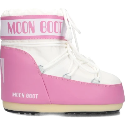 Afbeelding van Moon Boot ICON LOW Unisex Veterboots, Maat: 36 38, Pink/white Imitatieleer/ textiel