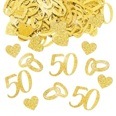 Afbeelding van 50e Bruiloft Verjaardag Confetti Gouden Decoraties Tafel voor Verjaardagsfeest Party Supply