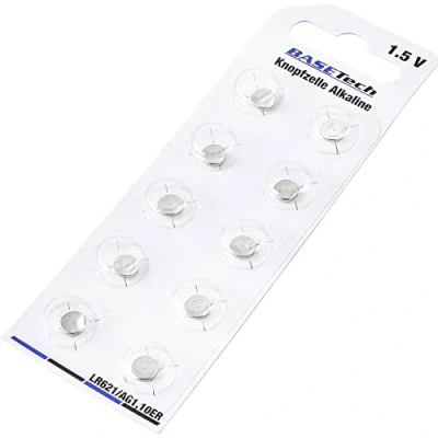 Afbeelding van Basetech Knoopcel LR621 1.5 V 10 stuk(s) 6 mAh Alkaline AG1