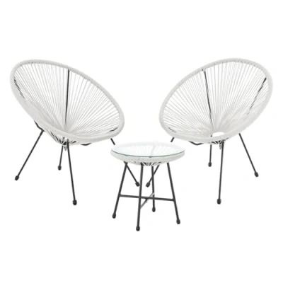 Afbeelding van SVITA Bali balkonmeubel 3 dlg. polyrotan loungeset balkonset terracotta wit