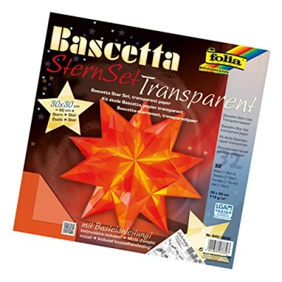 Afbeelding van folia 840/3030 knutselset Bascetta ster, transparant oranje, 30 x cm, 32 vellen, kant en klare grootte van de papieren ster ca. 40 met gedetailleerde instructies ideaal voor tijdloze
