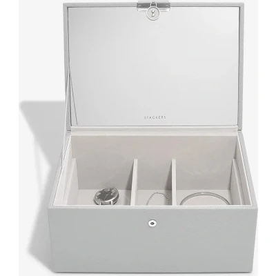 Afbeelding van STACKERS GREY Luxe juwelendoos juwelenkistje sieradendoos spiegel