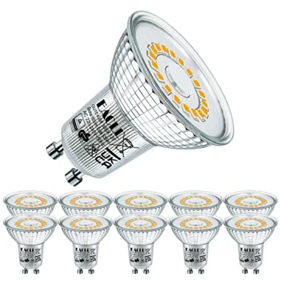 Afbeelding van EACLL LED lampen, GU10, warmwit, 4,8 W, lichtbron, 3000 K, 535 lumen, komt overeen met 70 halogeenlamp, AC 230 V, geen flikkering, 120 , warm wit, reflectoren, 10 stuks