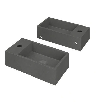 Afbeelding van INK Versus Fontein 36x18x9cm wasbak rechts 1 kraangat Quartz grijs