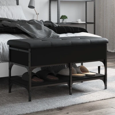 Afbeelding van Schoenenbank 82x42x45 cm bewerkt hout zwart