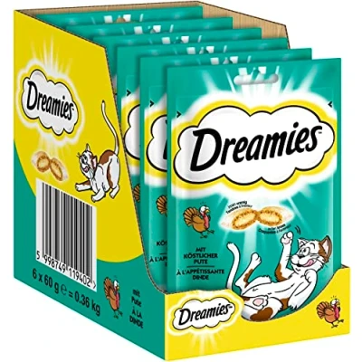 Afbeelding van Dreamies klassieke kattensnacks met kalkoen heerlijk krokante zakjes een malse vulling 6 x 60g