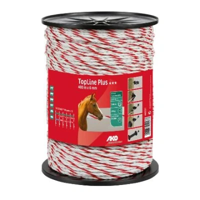 Afbeelding van Ako TopLine Plus Afrasteringskoord Wit/Rood 6mm x 400m