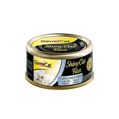 Afbeelding van GimCat ShinyCat filet tonijn met ansjovis Kattenvoer malse zonder toegevoegde suikers, voor volwassen katten 48 blikken (48 x 70 g)