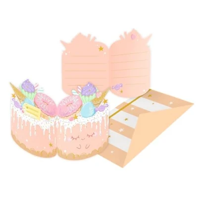 Afbeelding van amscan 9916950 uitnodigingen en enveloppen van Crazy Cake papier, 8 pack, meerkleurig