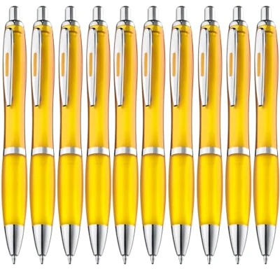 Afbeelding van ZENSCRIBE® Ergonomische balpen, 50 stuks, premium balpenset, hoogwaardig, antislip pen voor eenvoudig en zacht schrijven, blauwschrijvende geel