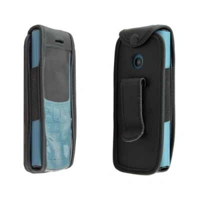 Afbeelding van caseroxx Leren etui met riemclip compatibel Nokia 105/110 4G gemaakt van echt leer, en kijkvenster in zwart