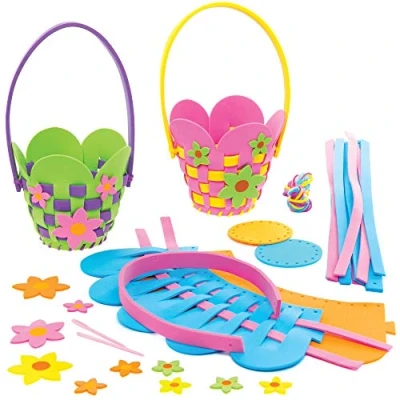 Afbeelding van Baker Ross bloem korfvlechten knutselsets voor kinderen (4 stuks) creatieve sets om te knutselen en decoreren in de lente