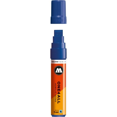 Afbeelding van Molotow ONE4ALL 15mm Acryl Marker Blauw Geschikt voor vele oppervlaktes zoals canvas, hout, steen, keramiek, plastic, glas, papier, leer...