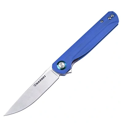 Afbeelding van Harnds Wind Vouw Zakmes Flipper Sandvik 14C28N Lemmet G10 Handgreep Keramische Kogellager Outdoor Camping Survival en EDC Mes (Blauw)
