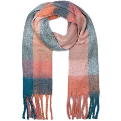 Afbeelding van styleBREAKER Damessjaal geweven met kleurrijk ruitjesmotief en lange dikke franjes, warme winter, gestolen 01017138, Kleur:Zwart Beige Munt
