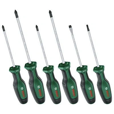 Afbeelding van Bosch Home and Garden schroevendraaierset 6 delig (6 high performance schroevendraaiers voor doe het zelvers; S2 staal; softgrip; magnetische punt) Amazon Edition