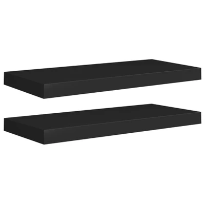 Afbeelding van Wandschappen zwevend 2 st 60x23,5x3,8 cm MDF zwart