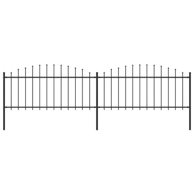 Afbeelding van Tuinhek met speren bovenkant (0,5 0,75)x3,4 m staal zwart