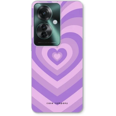 Afbeelding van Case Company® hoesje geschikt voor Oppo Reno 11 F Hart Paars Soft Cover Telefoonhoesje Bescherming aan alle Kanten en Schermrand