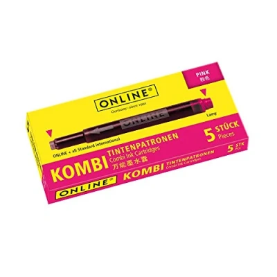 Afbeelding van ONLINE Combi inktcartridges, universele cartridges, compatibel met alle gangbare vulpennen, ook Lamy vullers, reservepatronen, doos 5 grote kleur: roze